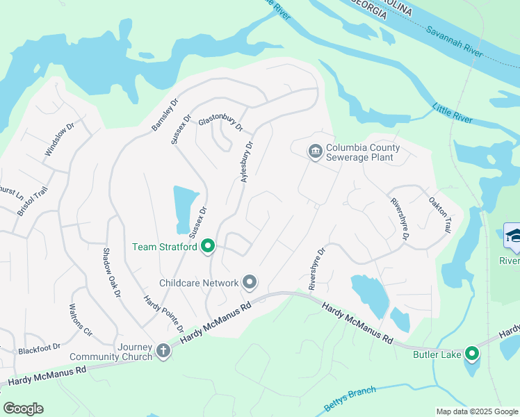 map of restaurants, bars, coffee shops, grocery stores, and more near 4457 Andover Dr in Evans