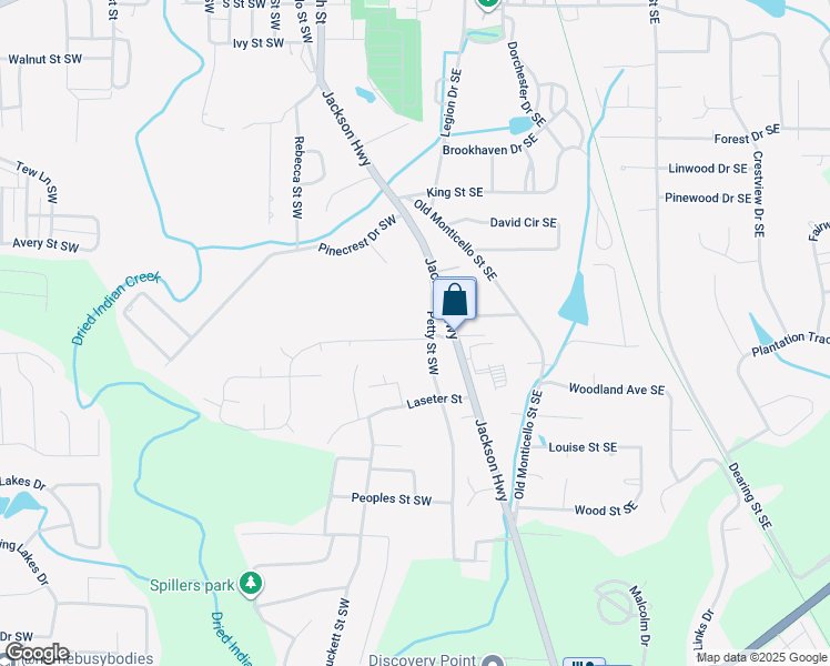 map of restaurants, bars, coffee shops, grocery stores, and more near 6128 Green Acres Drive Southwest in Covington