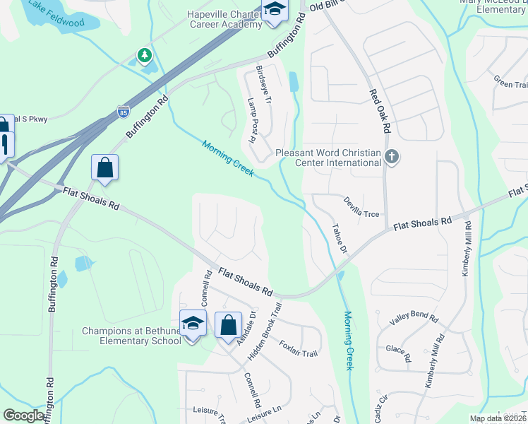 map of restaurants, bars, coffee shops, grocery stores, and more near 3372 Dacite Court in Atlanta