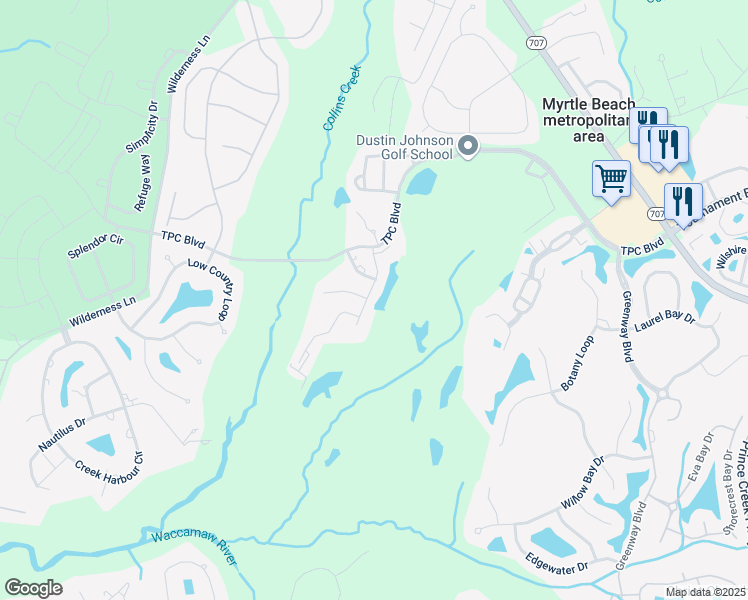 map of restaurants, bars, coffee shops, grocery stores, and more near 1199 TPC Boulevard in Murrells Inlet