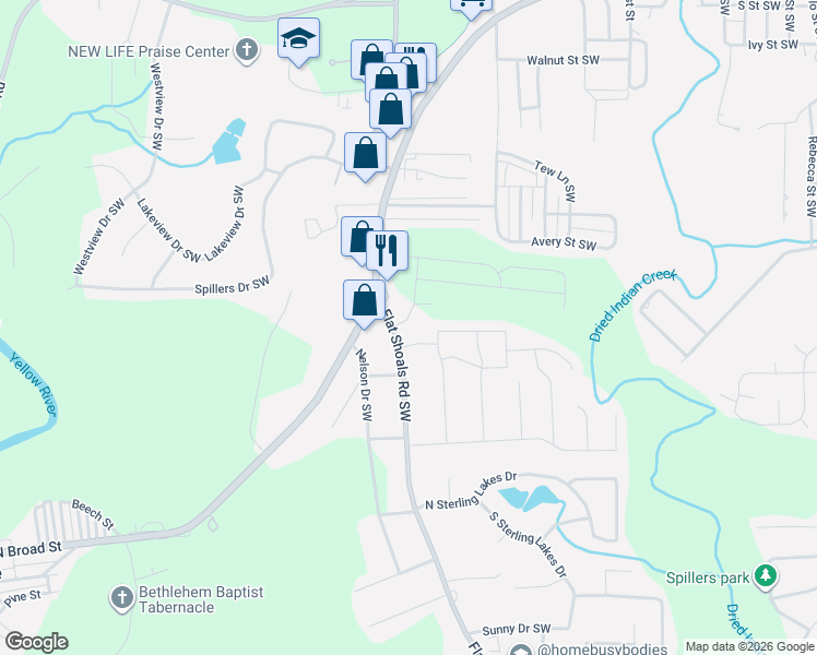map of restaurants, bars, coffee shops, grocery stores, and more near 9195 Saunders Drive Southwest in Covington