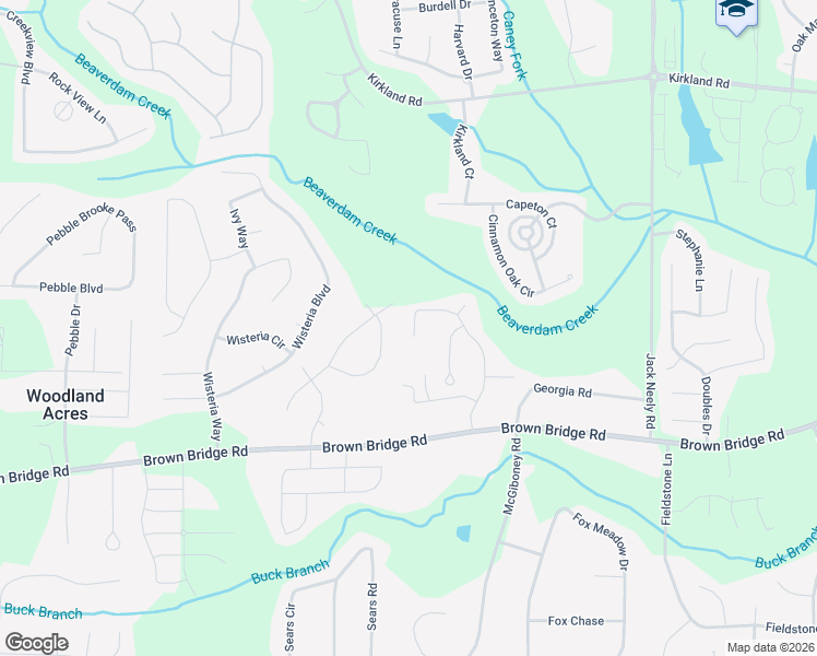 map of restaurants, bars, coffee shops, grocery stores, and more near 250 Windscape Drive in Covington