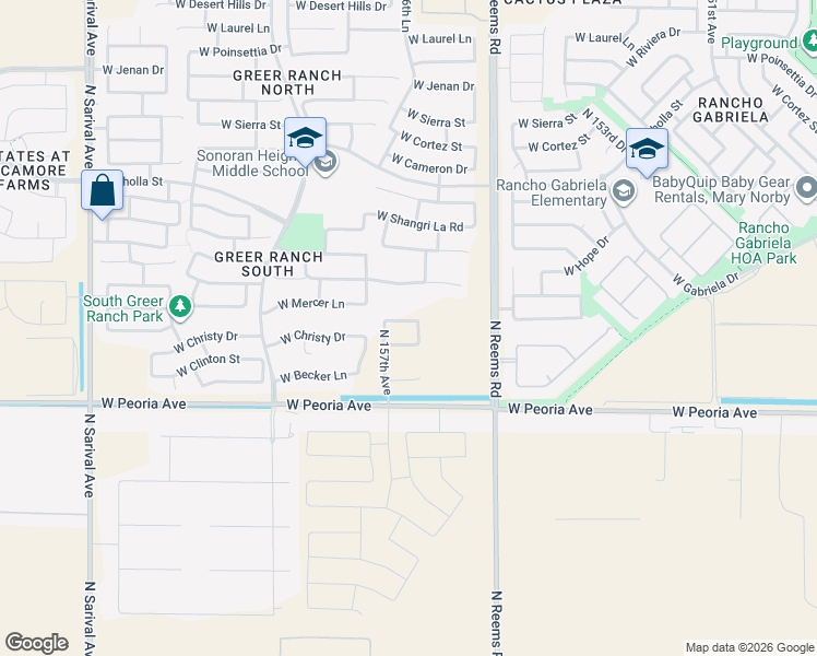 map of restaurants, bars, coffee shops, grocery stores, and more near 15703 West Desert Mirage Drive in Surprise