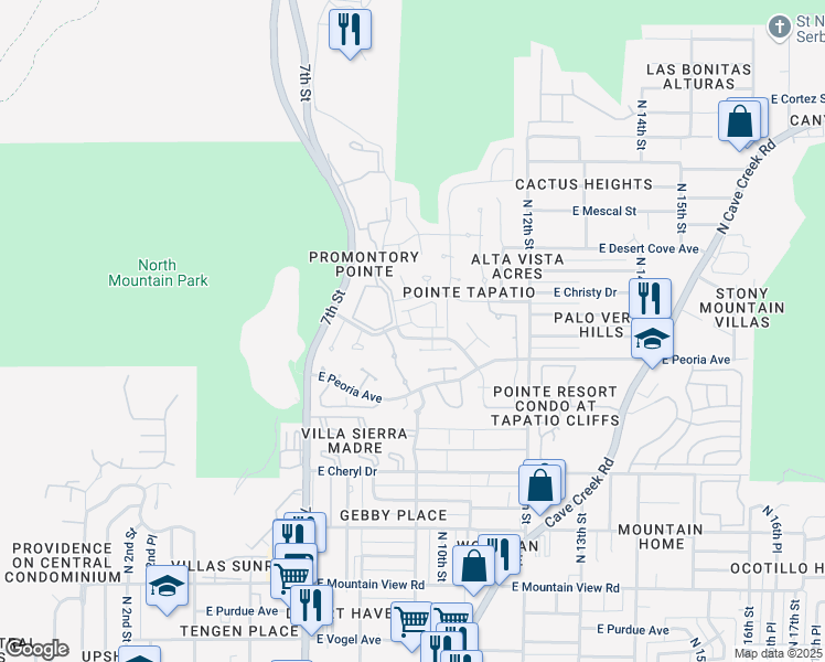 map of restaurants, bars, coffee shops, grocery stores, and more near 10657 North 9th Street in Phoenix
