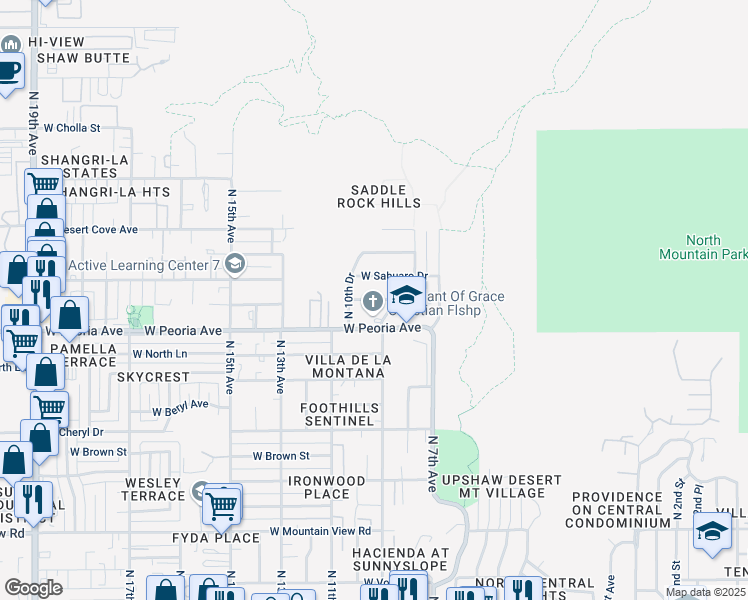 map of restaurants, bars, coffee shops, grocery stores, and more near 924 West Becker Lane in Phoenix