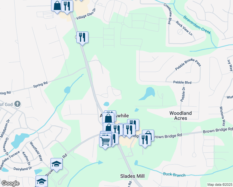map of restaurants, bars, coffee shops, grocery stores, and more near 4020 Salem Road in Covington