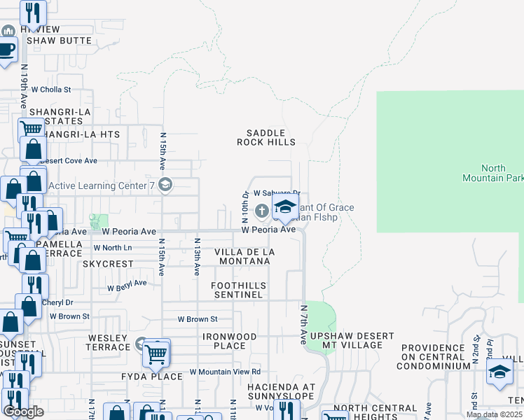 map of restaurants, bars, coffee shops, grocery stores, and more near 924 West Becker Lane in Phoenix