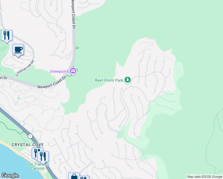 map of restaurants, bars, coffee shops, grocery stores, and more near 1 Shell Beach in Newport Beach