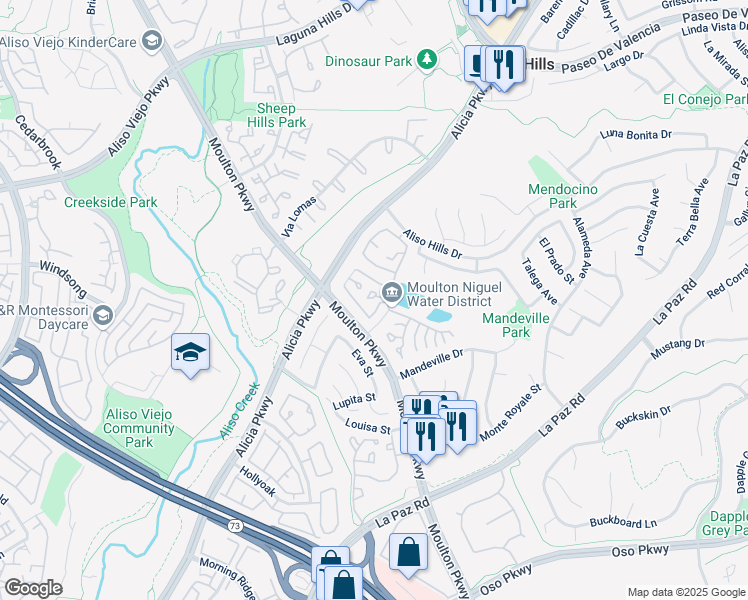 map of restaurants, bars, coffee shops, grocery stores, and more near 24324 Dale Drive in Laguna Hills