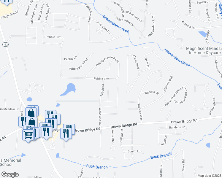 map of restaurants, bars, coffee shops, grocery stores, and more near 60 Chapman Way in Covington