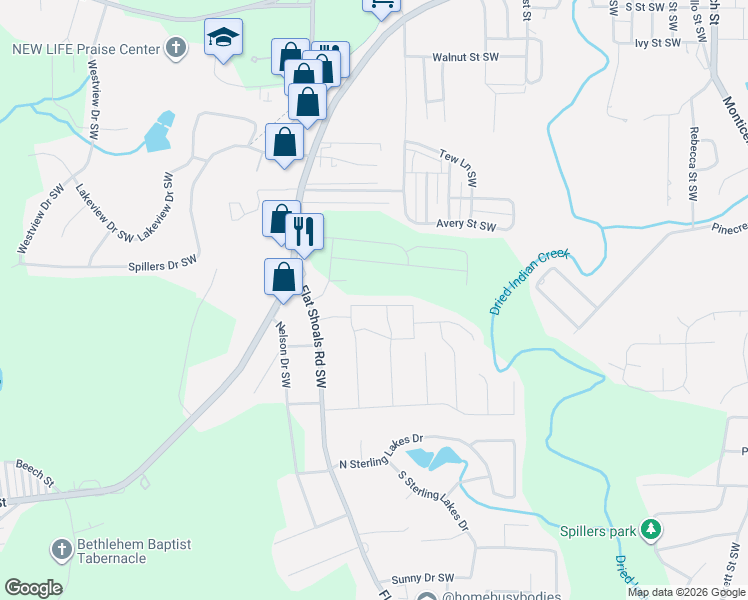 map of restaurants, bars, coffee shops, grocery stores, and more near 9155 Saunders Drive Southwest in Covington