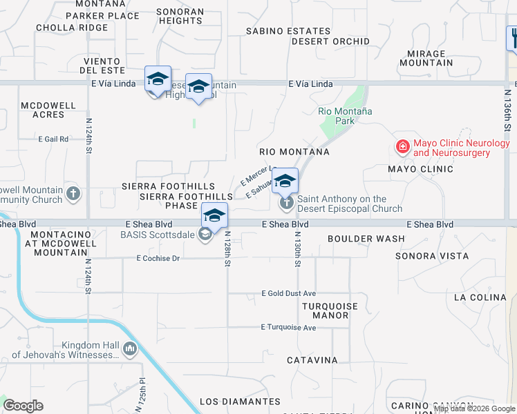 map of restaurants, bars, coffee shops, grocery stores, and more near 12866 East Becker Lane in Scottsdale