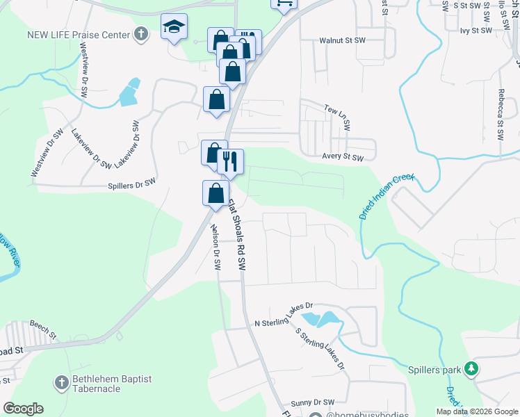map of restaurants, bars, coffee shops, grocery stores, and more near 9195 Saunders Drive Southwest in Covington