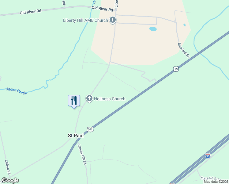 map of restaurants, bars, coffee shops, grocery stores, and more near 2833 Liberty Hill Road in Summerton