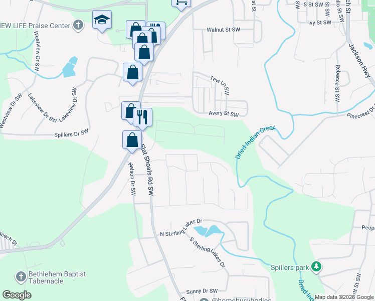 map of restaurants, bars, coffee shops, grocery stores, and more near 9125 Saunders Drive Southwest in Covington