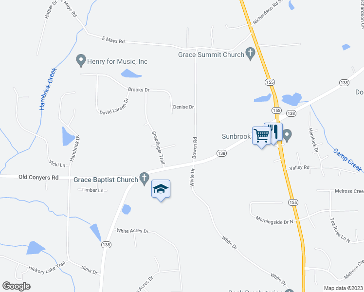 map of restaurants, bars, coffee shops, grocery stores, and more near 46 Hunters Run Court in Stockbridge