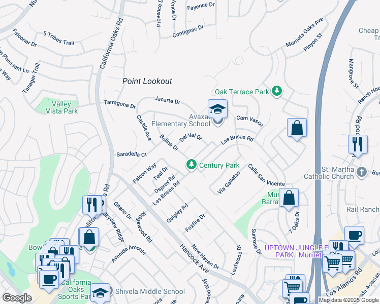 map of restaurants, bars, coffee shops, grocery stores, and more near 39684 Kilkare Circle in Murrieta