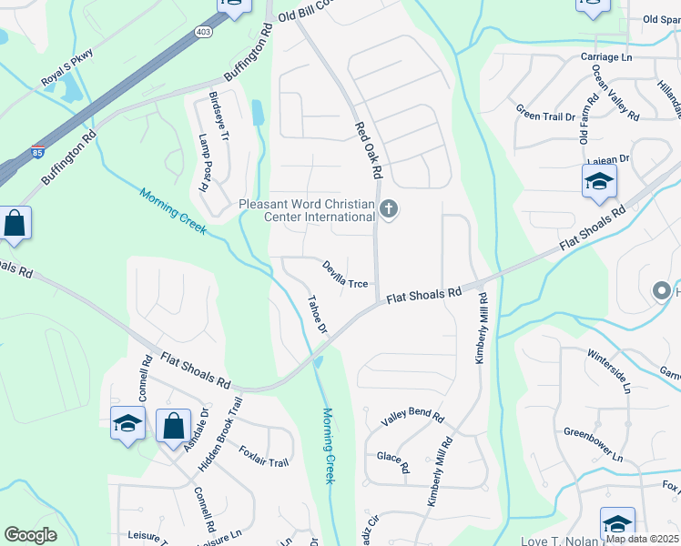 map of restaurants, bars, coffee shops, grocery stores, and more near 100 Gran De Court in College Park