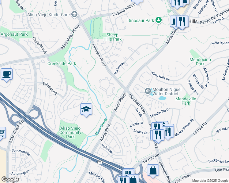 map of restaurants, bars, coffee shops, grocery stores, and more near 26160 Laguna Court in Aliso Viejo