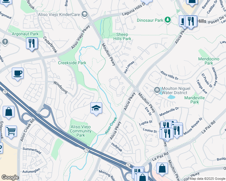 map of restaurants, bars, coffee shops, grocery stores, and more near 26130 Laguna Court in Aliso Viejo