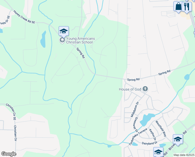 map of restaurants, bars, coffee shops, grocery stores, and more near 20 Rosemont Parkway in Covington