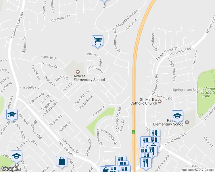 map of restaurants, bars, coffee shops, grocery stores, and more near 24515 Camino Mirabella in Murrieta