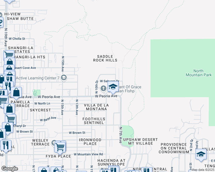 map of restaurants, bars, coffee shops, grocery stores, and more near 924 West Becker Lane in Phoenix