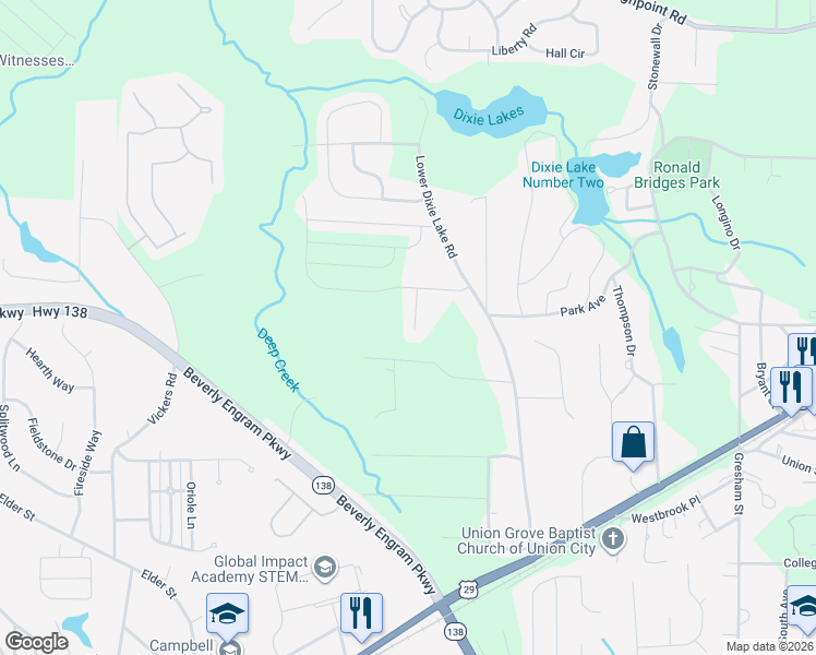map of restaurants, bars, coffee shops, grocery stores, and more near 6117 Citico River Lane in Union City