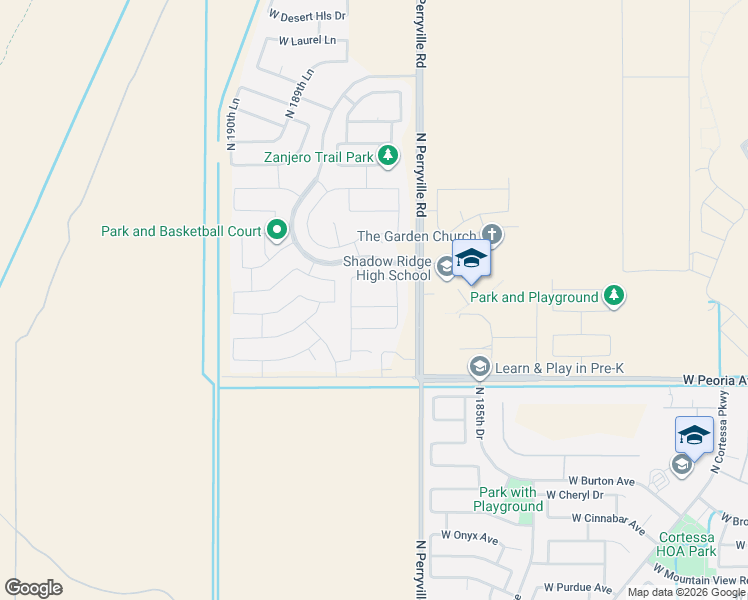 map of restaurants, bars, coffee shops, grocery stores, and more near 18802 West Christy Drive in Surprise