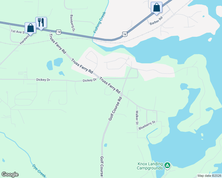 map of restaurants, bars, coffee shops, grocery stores, and more near 915 Truss Ferry Road in Pell City