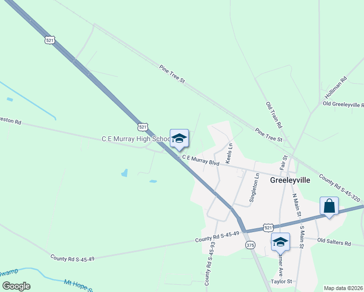 map of restaurants, bars, coffee shops, grocery stores, and more near 222 C E Murray Boulevard in Greeleyville