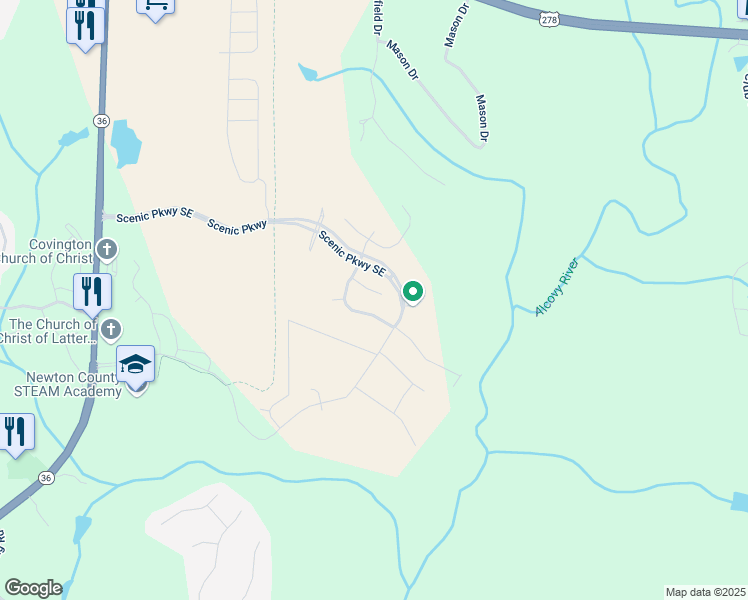 map of restaurants, bars, coffee shops, grocery stores, and more near 13136 Vista Lane in Covington