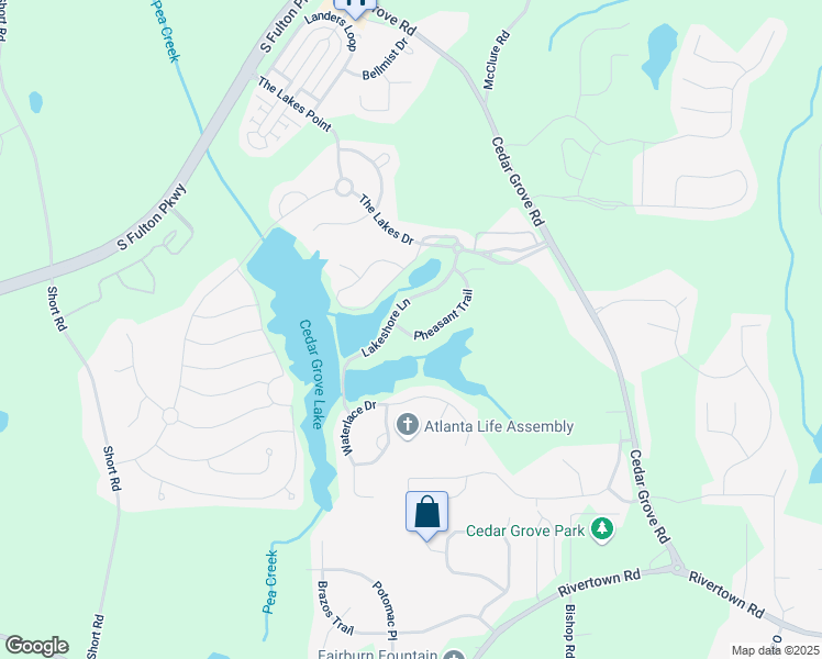 map of restaurants, bars, coffee shops, grocery stores, and more near 6445 Pheasant Trail in Fairburn