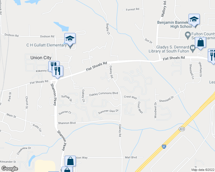 map of restaurants, bars, coffee shops, grocery stores, and more near 7210 Oakley Court in Union City