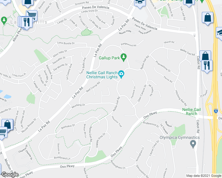 map of restaurants, bars, coffee shops, grocery stores, and more near 25142 Anvil Circle in Laguna Hills