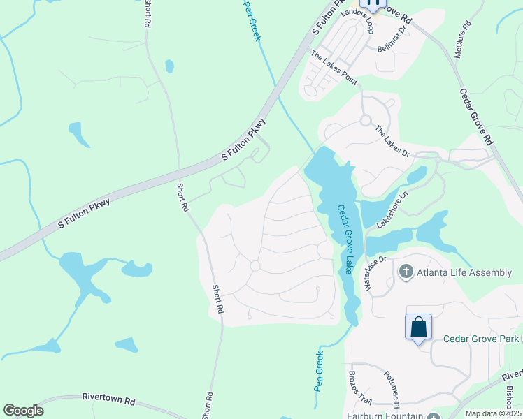 map of restaurants, bars, coffee shops, grocery stores, and more near 7849 The Lakes Drive in Fairburn