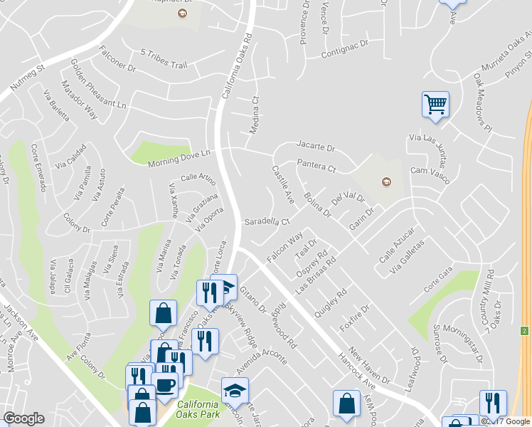 map of restaurants, bars, coffee shops, grocery stores, and more near 39831 Barcelona Terrace in Murrieta