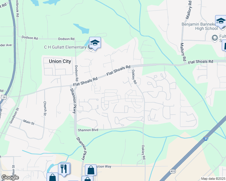 map of restaurants, bars, coffee shops, grocery stores, and more near 8280 Oakley Circle in Union City