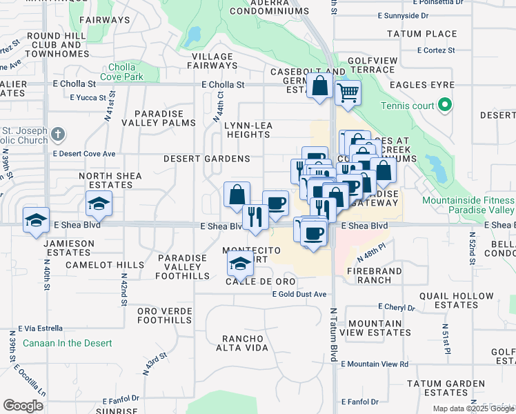 map of restaurants, bars, coffee shops, grocery stores, and more near 4549 East Becker Lane in Phoenix