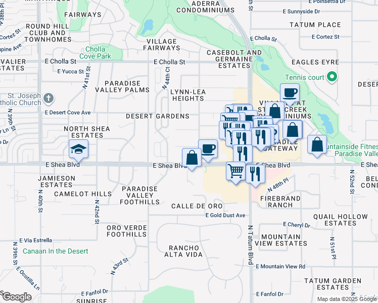 map of restaurants, bars, coffee shops, grocery stores, and more near 4549 East Becker Lane in Phoenix