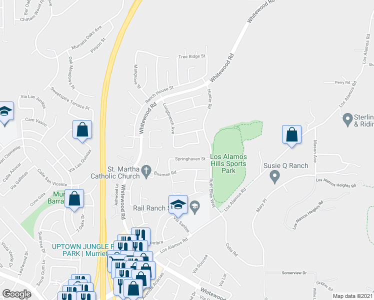 map of restaurants, bars, coffee shops, grocery stores, and more near 27833 Eucalyptus Street in Murrieta