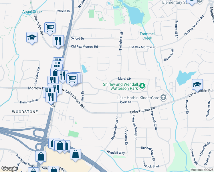 map of restaurants, bars, coffee shops, grocery stores, and more near 1780 Mural Drive in Morrow