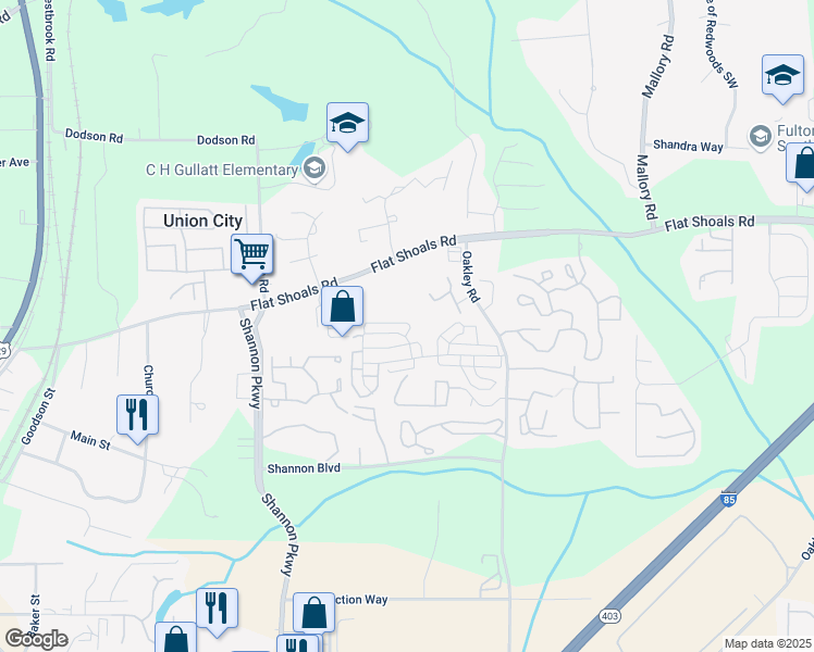 map of restaurants, bars, coffee shops, grocery stores, and more near 8170 Oakley Circle in Union City