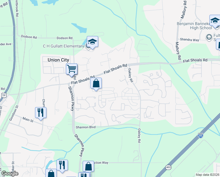 map of restaurants, bars, coffee shops, grocery stores, and more near 8280 Oakley Circle in Union City