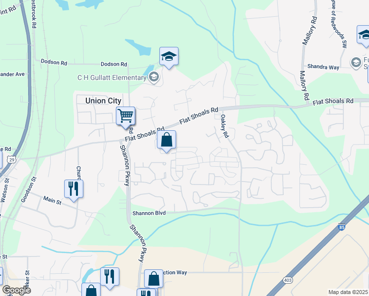 map of restaurants, bars, coffee shops, grocery stores, and more near 8280 Oakley Circle in Union City