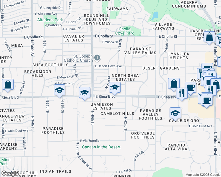 map of restaurants, bars, coffee shops, grocery stores, and more near 4108 East Hancock Drive in Phoenix