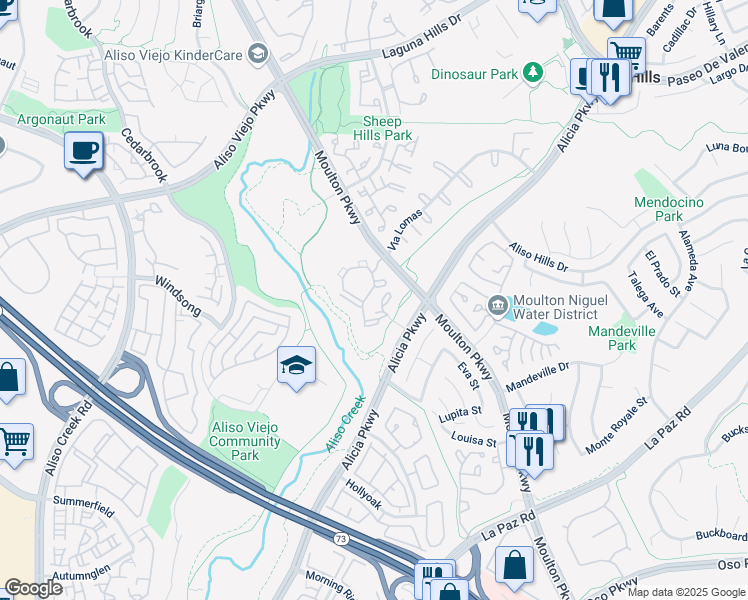 map of restaurants, bars, coffee shops, grocery stores, and more near 26130 Laguna Court in Aliso Viejo