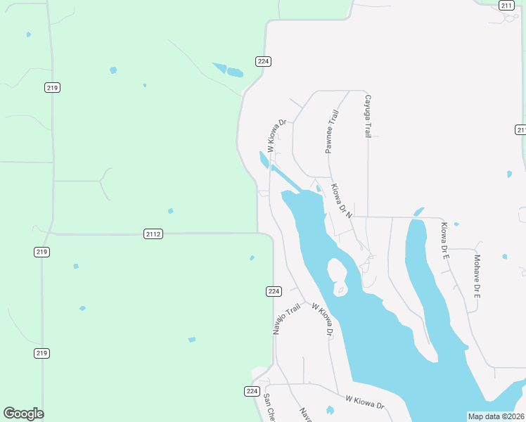 map of restaurants, bars, coffee shops, grocery stores, and more near 1246 West Kiowa Drive in Lake Kiowa