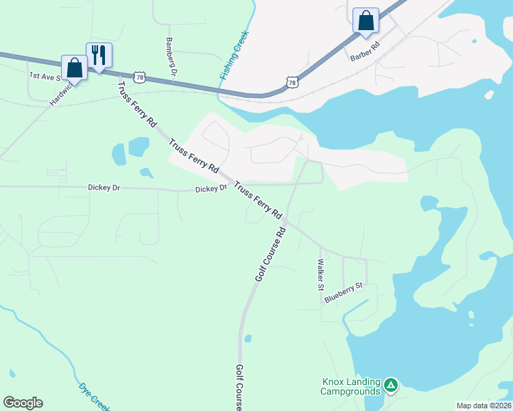 map of restaurants, bars, coffee shops, grocery stores, and more near 915 Truss Ferry Road in Pell City