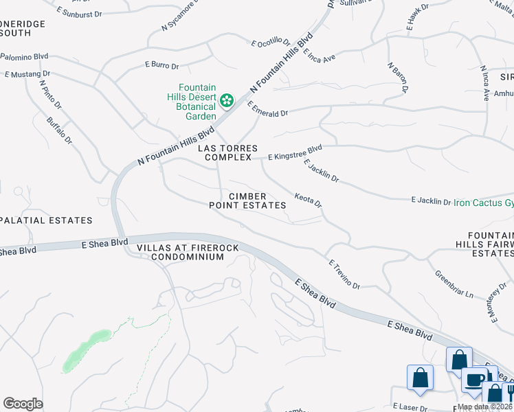 map of restaurants, bars, coffee shops, grocery stores, and more near 16109 East Venetian Lane in Fountain Hills